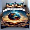 Glowing earth design. Bedding Duvet cover sets Duvet covers Pillowcases gifts (1 * Duvet Cover 2 * Pillowcases, without duvet insert)