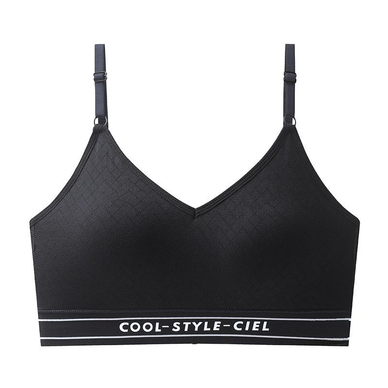 

Summer thin seamless vest type sports development period child anti-light comfortable breathable high school student bra l [recommended 50-65kg ] чорний
