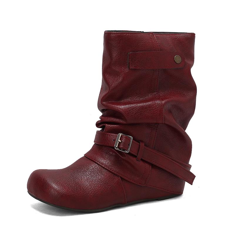 Fashion Western Cowgirl Boots Fashion New Comfortable Internal Height Women's Boots Trendy Versatile Slip On Buckle Women Short Boots