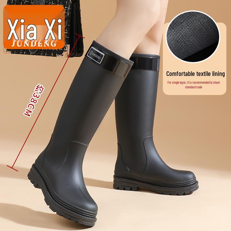 

Women s Knee-High Waterproof Rain Boots - Trendy, Warm, Plus Velvet Lining for Work and Outdoor Wear Size 41-42