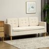 3-Seater Sofa In Snow Flannel, Modern Sofa with Hidden Storage, Tufted Backrest, 166.5 X 62 X 82 Cm, Cream