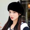 Leopard Print Painter Beret Hat Solid Color Fluffy Plush Beret New Octagonal Beanie Cap  Women Girl