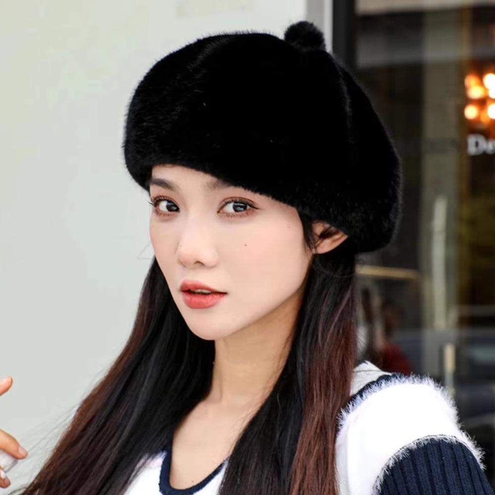 Leopard Print Painter Beret Hat Solid Color Fluffy Plush Beret New Octagonal Beanie Cap Women Girl