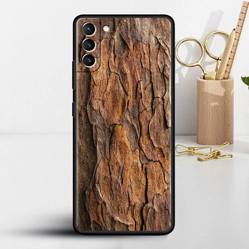 Geschnitzte Holzhülle für Samsung Galaxy S22 S20 FE S21 S23 Plus S10 Lite S9 S8 S10e Note 20 10 Lite Silikon-Handyhülle