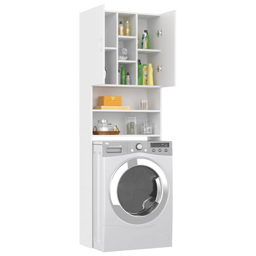 Washing Machine Cabinet White 64 x 25.5 x 190 cm