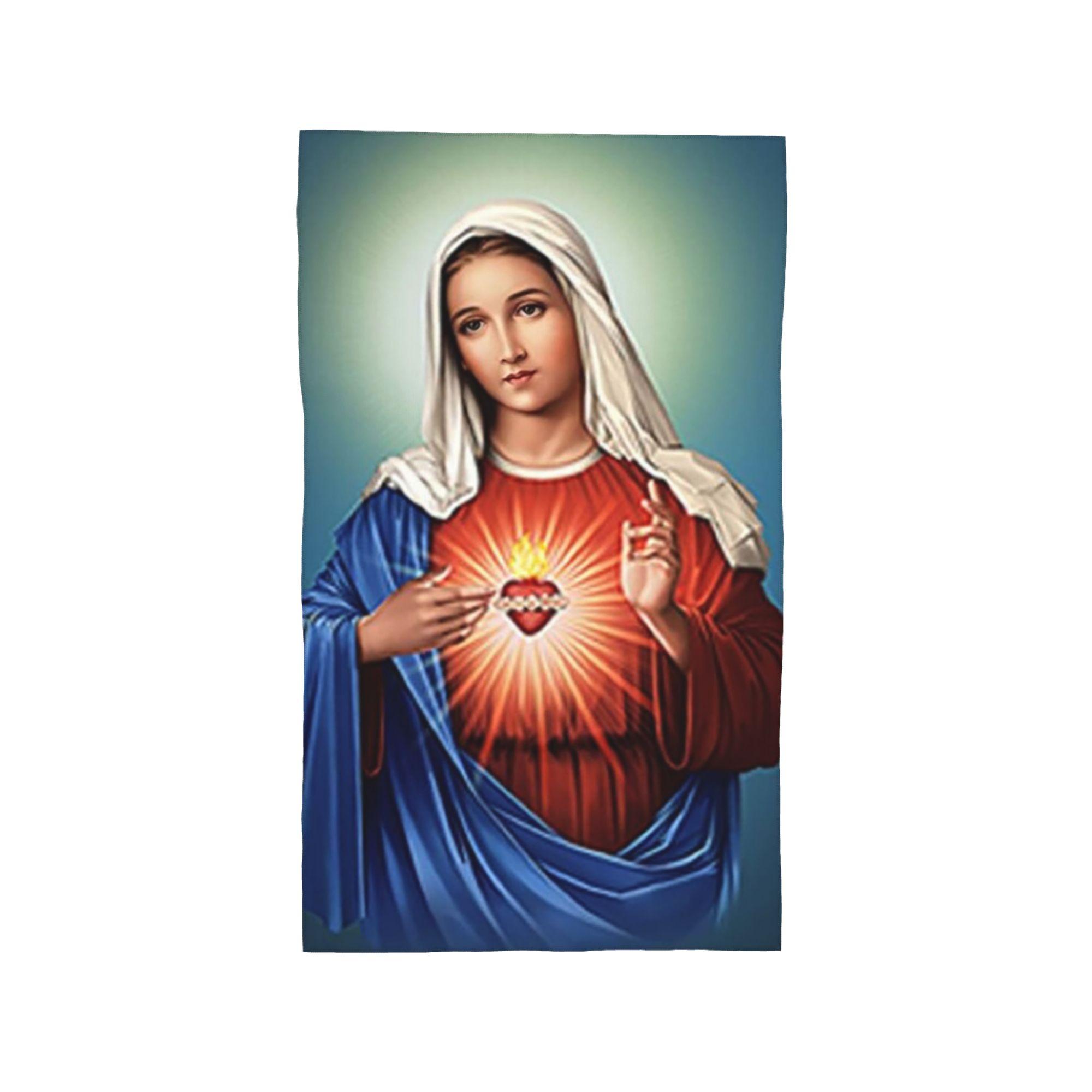 

Immaculate Heart of Mary Virgin Mary Soft Face Towel Quick Dry Pool Bath Cotton Towels Absorbent W30*H60(CM)