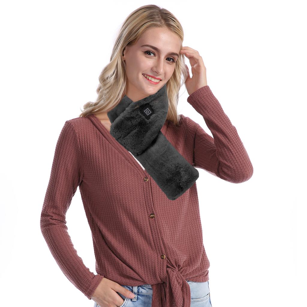 USB Heated Scarf   Neck Heating Scarf Detachable Plush Warming Neck Wrap Scarf