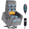 Electric Recliner Massage Vibration And Heat Armchair Velvet Electric Relax Chair Dark Gray