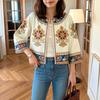ZANZEA Women Ethnic Print Casual Open-front 3/4 Sleeve Loose Cardigan Blouse