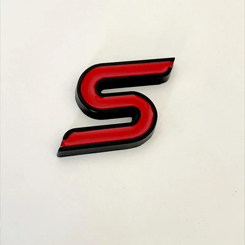 PLL18 3D Metal S Logo Front Grille Emblem Badge Car Rear Trunk Stickers For Ford Focus Fiesta Escape Ecosport Kuga Mondeo Accessories