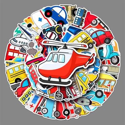 50 Pegatinas Doodle de Transporte de Dibujos Animados para Niños Recompensa DIY Skateboard Traje Móvil Maleta Impermeable