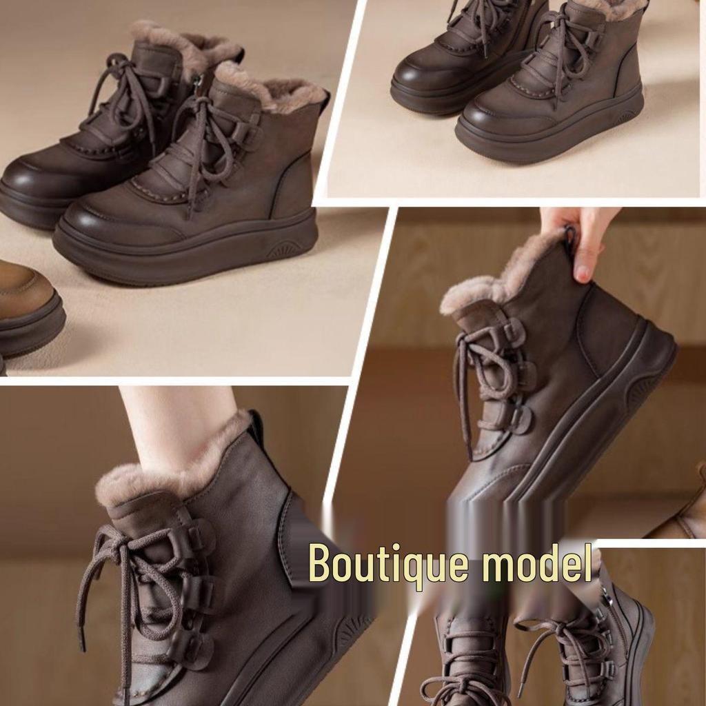 Women's Super Soft Cotton Snow Boots, Plus Velvet Warm Mid-Calf Martin Boots for Autumn and Winter