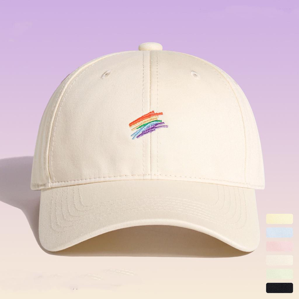 Yellow Baseball Cap Women's Colorful Lines Fashionable Korean Version Soft Top Curved Hat Young Couple Street Fashion Baseball Cap