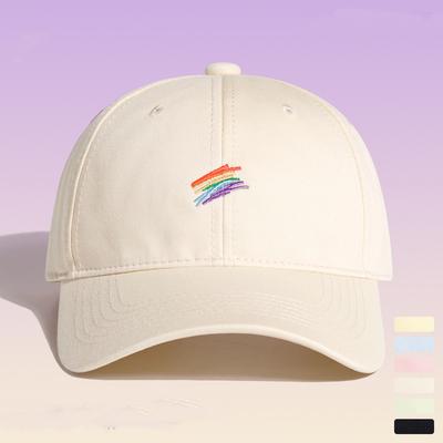 Yellow Baseball Cap Women's Colorful Lines Fashionable Korean Version Soft Top Curved Hat Young Couple Street Fashion Baseball Cap