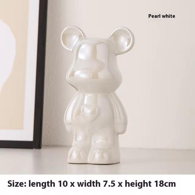 Ceramic Cartoon Teddy Bear Figurine Love Bear Ornament Living Room Small Piggy Bank Wine Cabinet Desktop Home Decoration