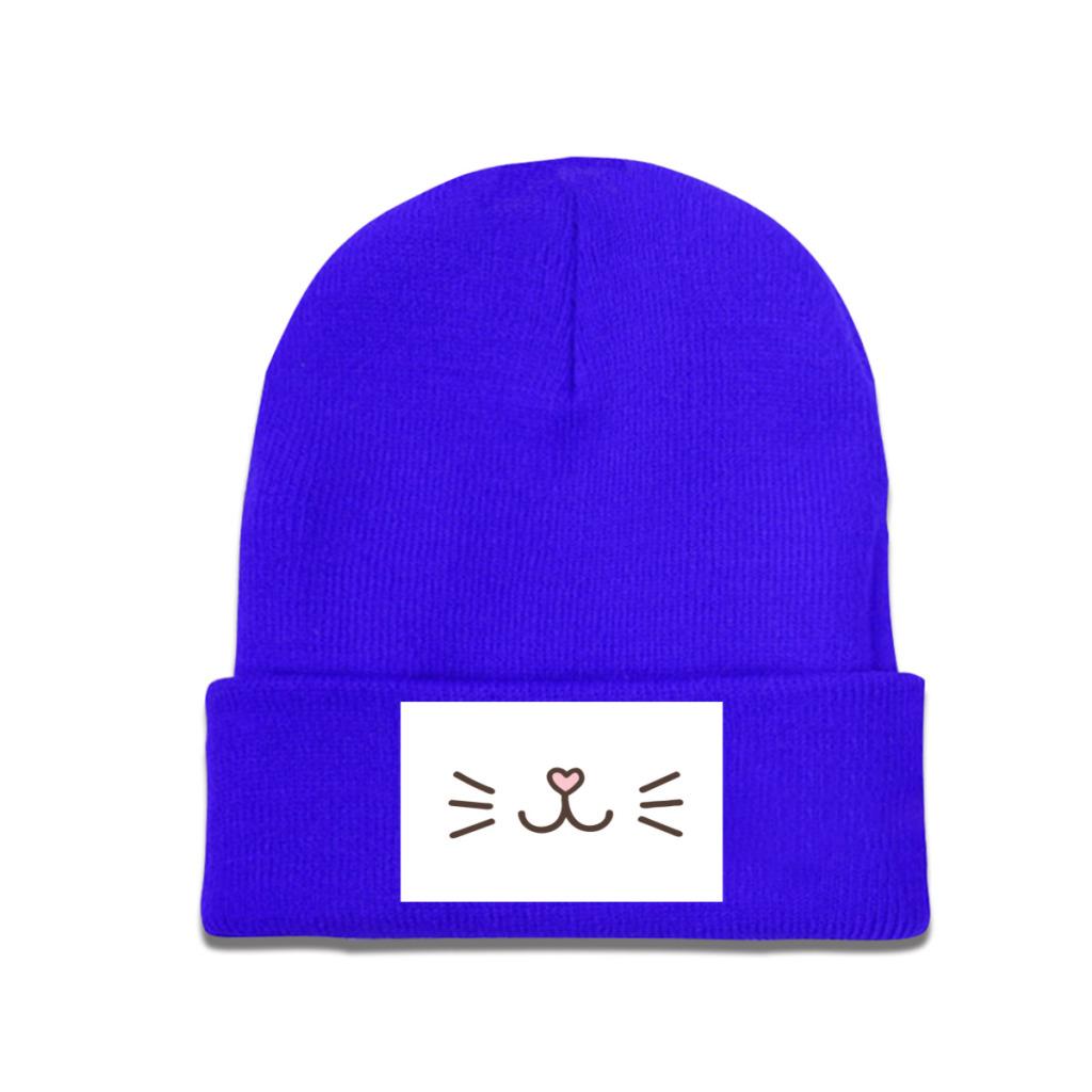 Süße Katzengesicht-Strickmützen, Damen, Unisex, Skullies-Mützen, Wintermütze, Polyester, Kitty, Feline, Kätzchen, Hip-Hop-Kappen