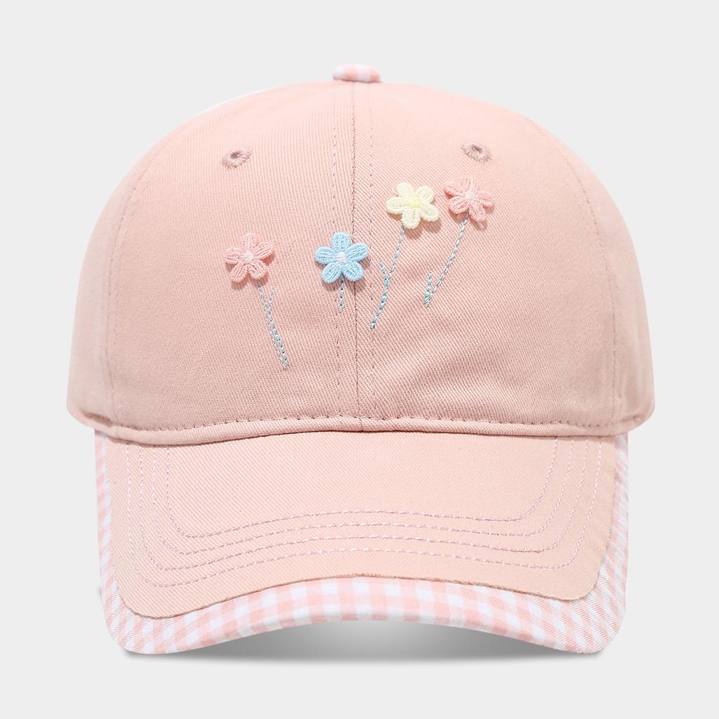 Ins Small Fresh and Sweet Plaid Small Flower Cap Women's Outdoor Travel Casual Versatile Sun Hat Trendy Baseball Cap