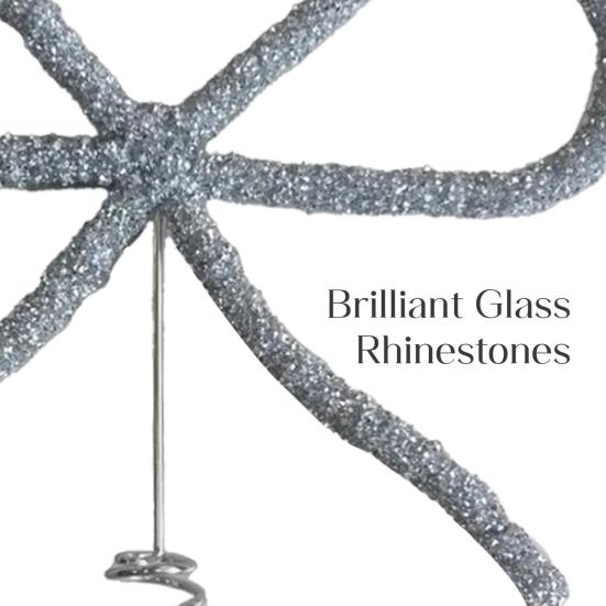 9,8" Mašle s kamínky Špička na stromek Zlatá/Stříbrná Mašle s kamínky Ozdoba na špičku stromku na Vánoce, svátky, svatbu, narozeninovou oslavu