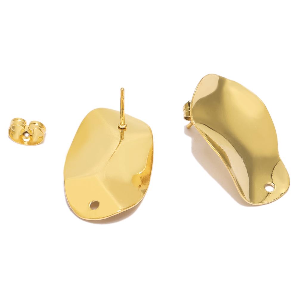 10pcs 18k Gold Stainless Steel Oval Rhombic Stud Posts for DIY Drop Earrings Charms Bulk Supplies Jewelry Making Accessories