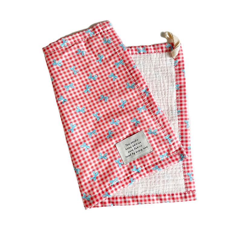 1Pc Plaid Rural Style Photography Props Fresh Sweet Restaurant Decoration Originality Bow Placemat Decorative Cloth Cotton