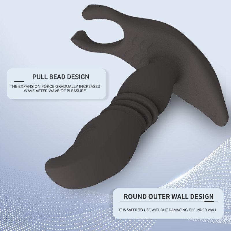 Vestibular Masturbation Silicone Telescopic Anal Plug Wireless Remote Control Vibration Masturbator for Adult Use
