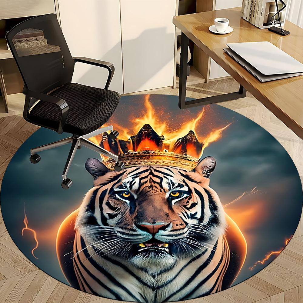 1pc Tiger Crown Chair Carpet for Office, Non slip, Soft and Durable Office Rug
