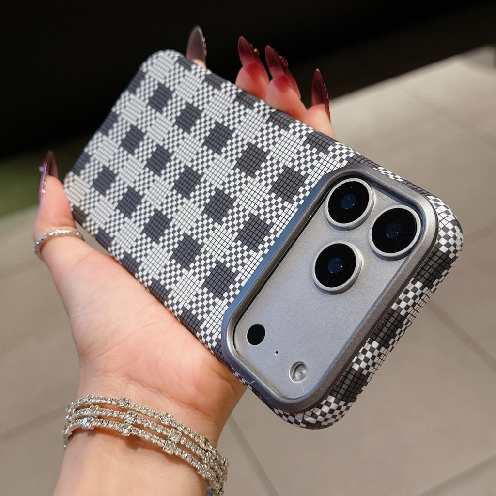 Carbon Fiber Kevlar Texture Phone Case For iPhone 17 Air 16 15 14 Plus 13 12 Pro Max 16E Metal Camera Frame Hard Plastic Cover