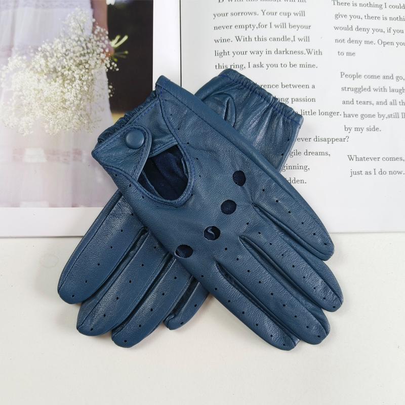 Women's Sheepskin Driver Gloves Thin Breathable Unlined Colored Leather Gloves Summer