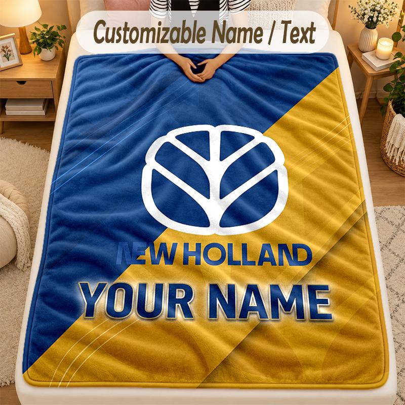 Flannel BlanketNew Holland Custom Name Text Personalized Soft Warm Throw Blanket Home Decor Gift