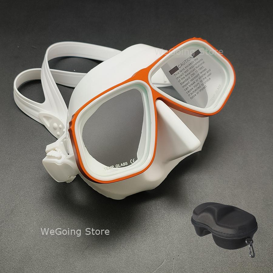 

Маска для фридайвинга высшего уровня из алюминиевого сплава, малого объема, для снорклинга, очки для дайвинга, упакованы в черную коробку оранжевый