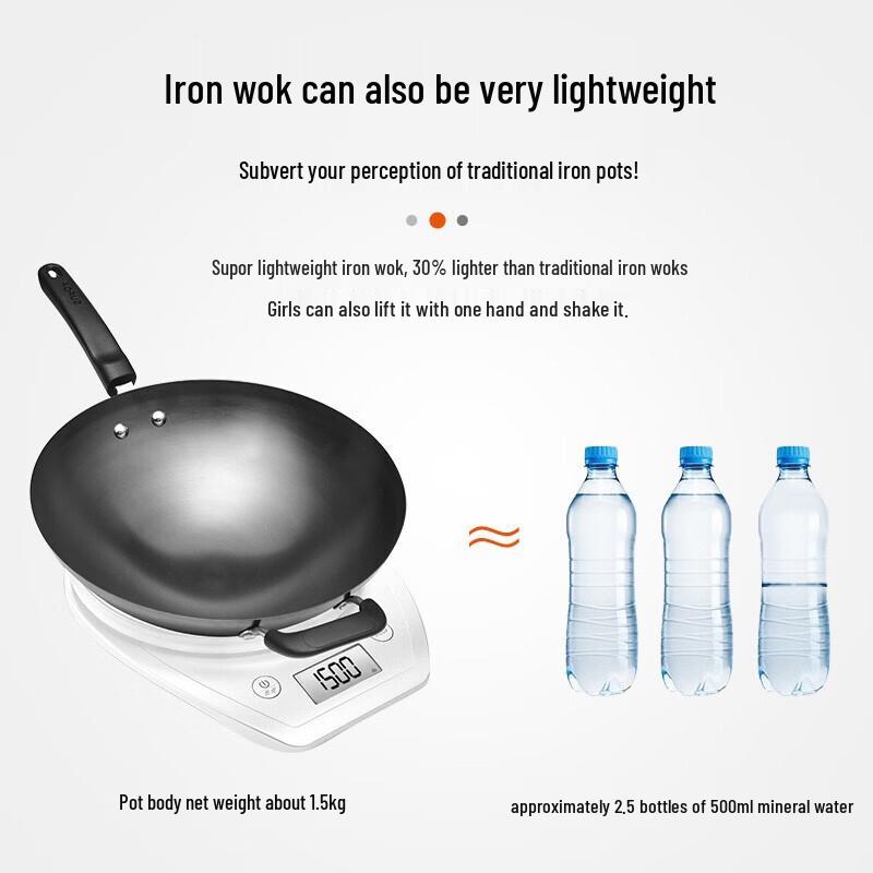 SUPOR True Non-Stick Wrought Iron Stir-Fry Wok