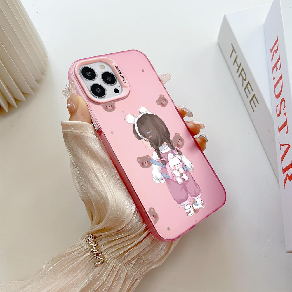 Custodia per telefono anti-caduta antiurto con guscio rigido a doppia faccia colorato con motivo dipinto per Huawei Honor Infinix Tecno iPhone