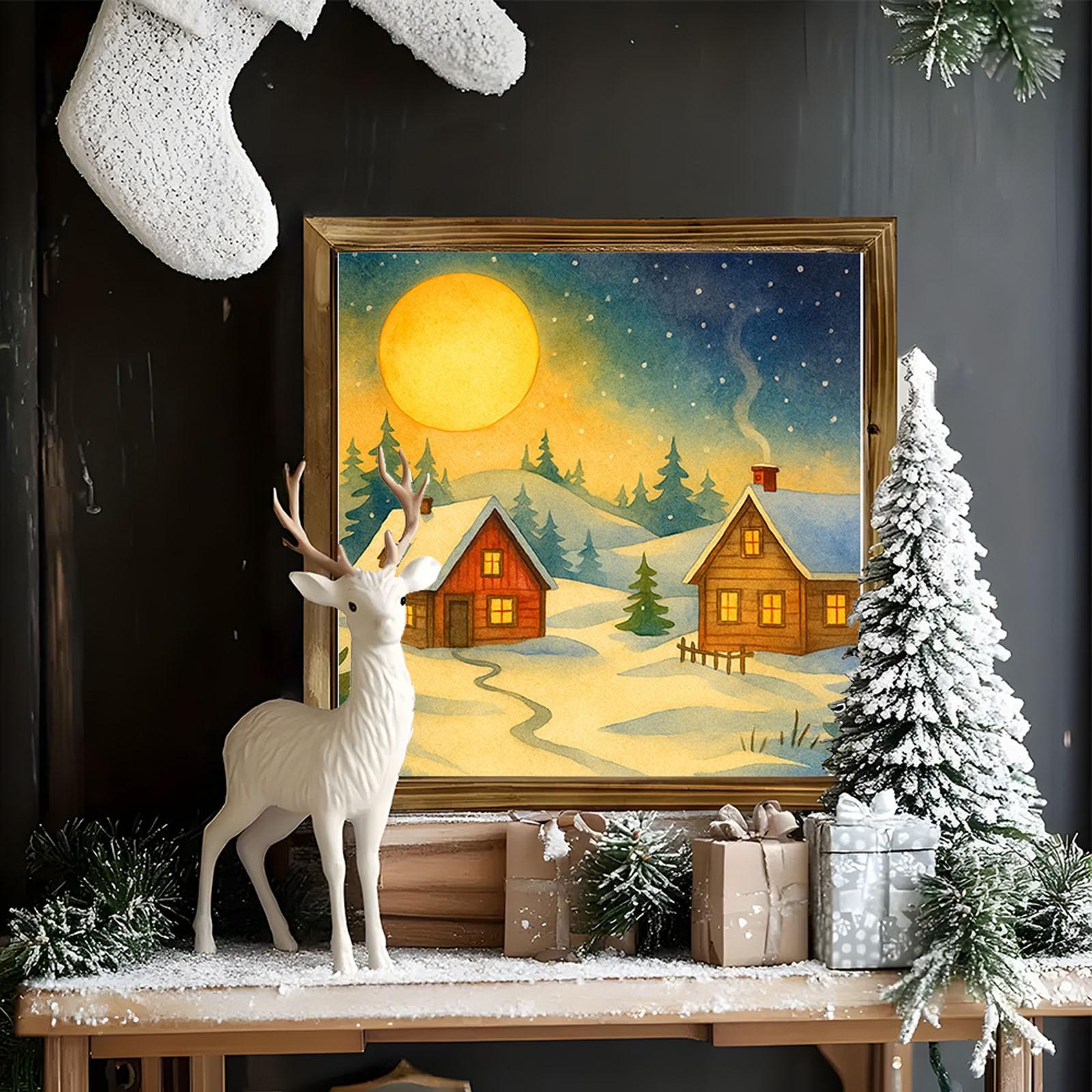 

Персонализированный причудливый рождественский арт-принт, холст в плавающей раме из пекана - праздничный декоративный настенный арт-принт One Size