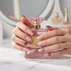 1 Set Press On Nails Salon Quality Almond French Tip Stick-on Fake Nails Removable 3D Charm Women Full Cover Glue On False Nails
