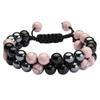 European & American Fashion Pink Turquoise Black Magnetic Double-Layer Natural Stone Beaded Bracelet
