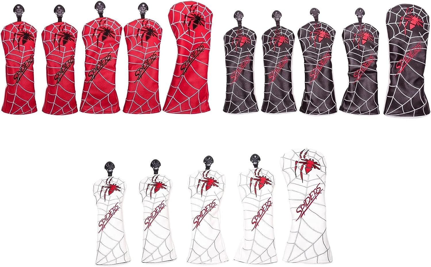 

Golf Headcover Set for Fairway and UT Golf Clubs with Spider Conversion Daggers 5-Piece Driver, Wood, Wood, Utility, (White) белый