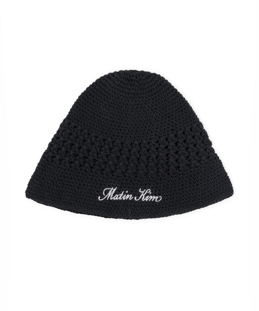 Mattengkim Crochet Cotton Bucket Hat In Black