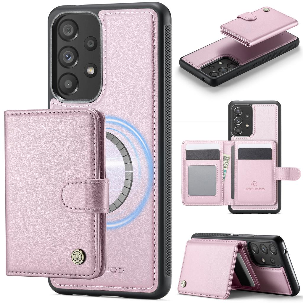 For Samsung Galaxy A53 5G Case JEEHOOD J09 RFID Blocking Card Holder Leather Back Phone Cover Magnetic Case