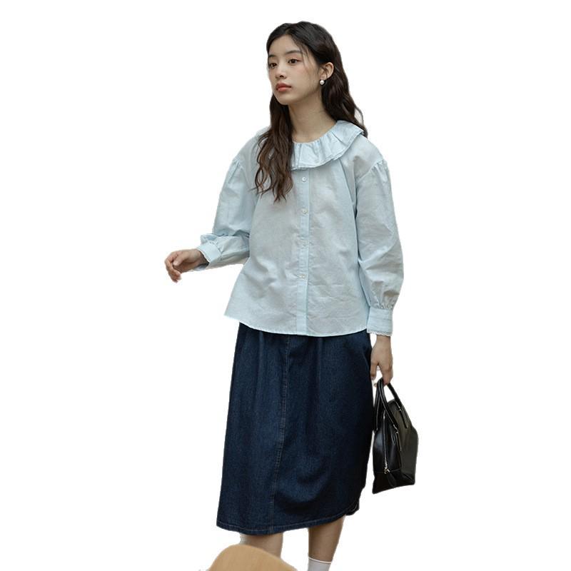 Women's Literary Lace Collar Long Sleeve Shirt: College Forest Style for 2026 Spring/Autumn