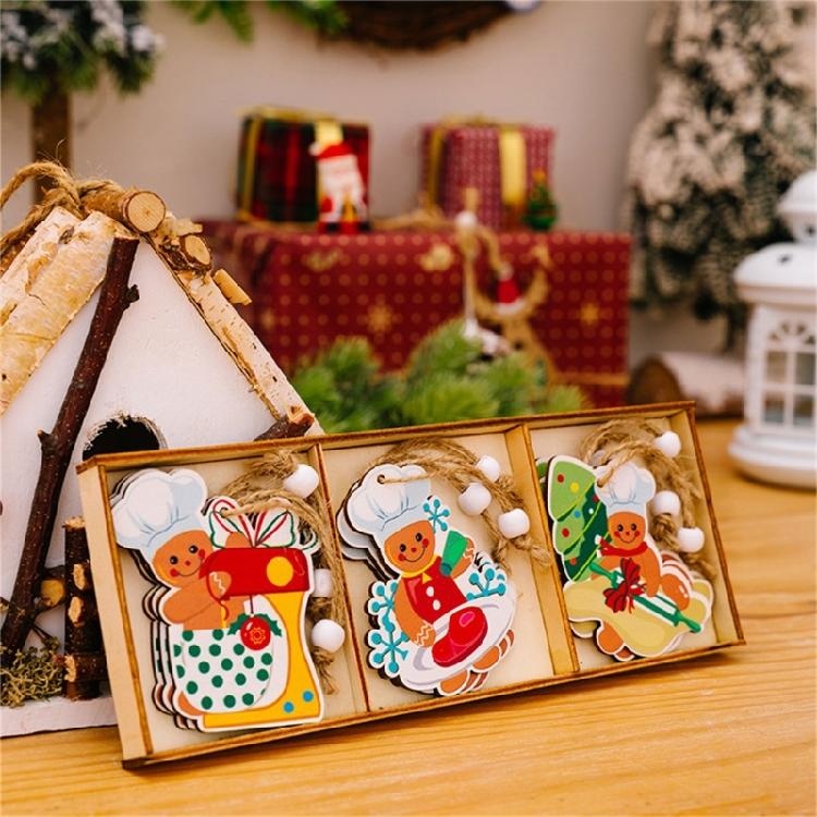 Artistic Wood Gingerbreads Man Ornament Delicate Wood Gingerbreads Man Hanging Ornament Charm For Family Holiday Fun