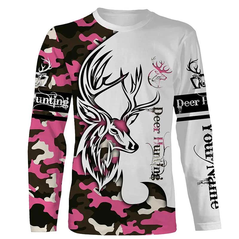Camo Hunting Animals Wild Boar Men T-Shirt 3D Print Sport Long Sleeve Tee Tops Casual O Neck Streetwear T Shirts Men's Clothing