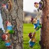 ABBY-Naughty Climbing Rope Fairy Garden Gnomes Statue, Resin Garden Gnome Tree Hugger Outdoor Decor Accessories For Lawn Patio