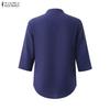 ZANZEA Women Casual V-Neck Solid Color Loose 3/4 Sleeve Blouse