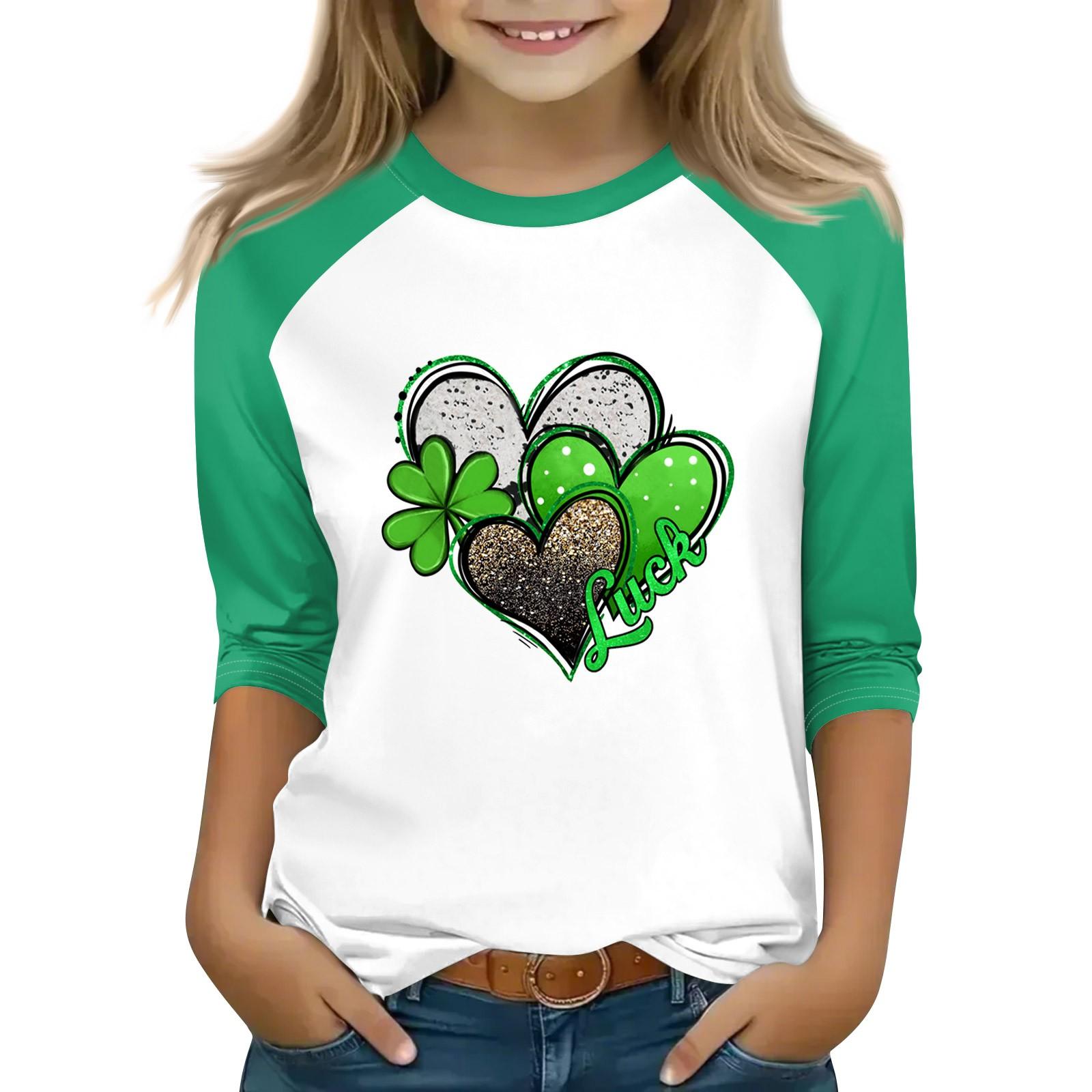 

Топы для девочек 4-16 лет с круглым вырезом и рукавами 3/4 Футболки Модные топы Наряды Футболки 120