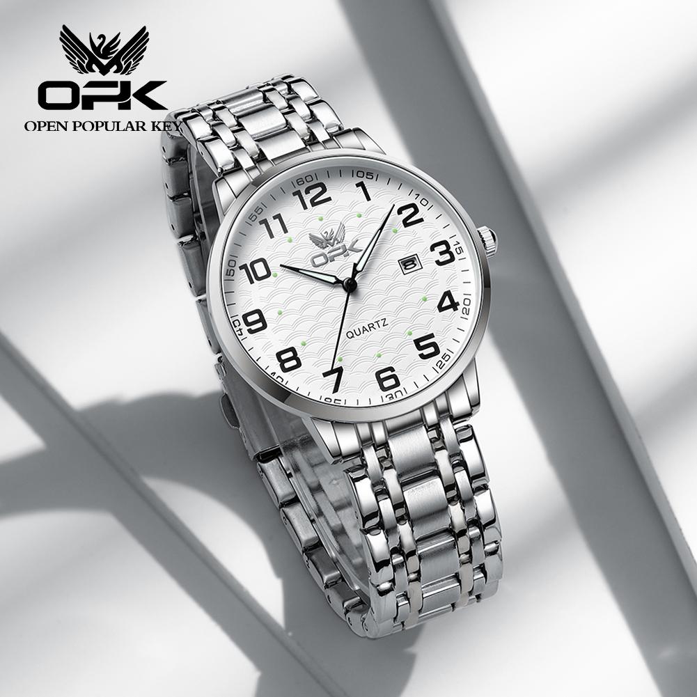 OPK Brand Fashion Waterproof Steel Belt Single Calendar Trend Men's Quartz Watch 6006