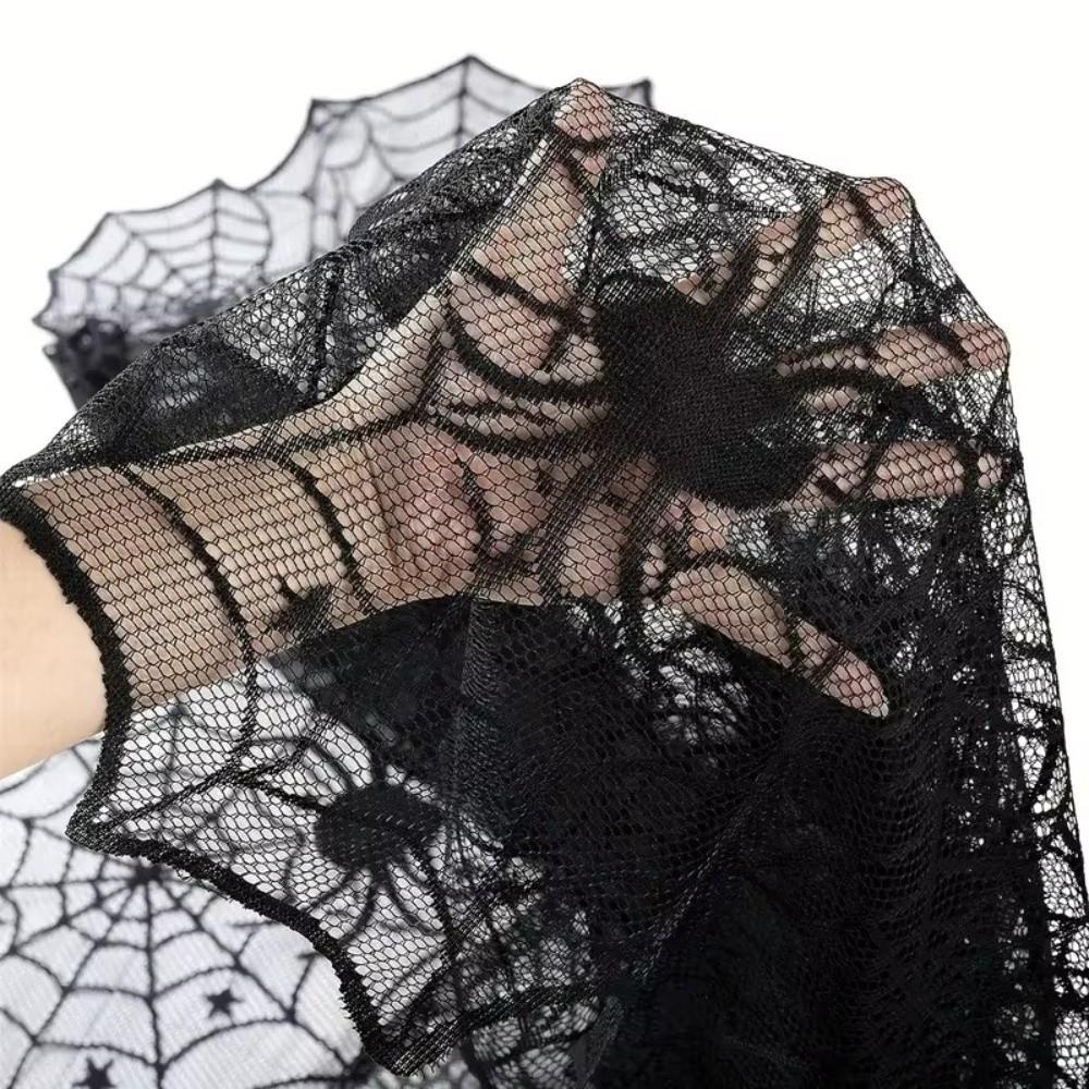 Lightweight Halloween Decoration Portable Spider Web Tablecloth Black Tablecloth  Event Decoration