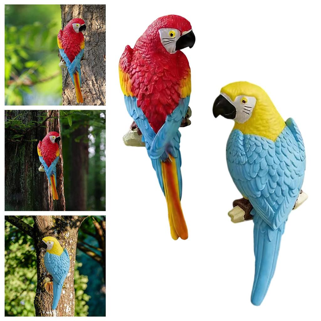 Vivid Parrot Figurine Realistic PVC Bird Statue Garden Decorative Ornament for Lawn Backyard Terrace