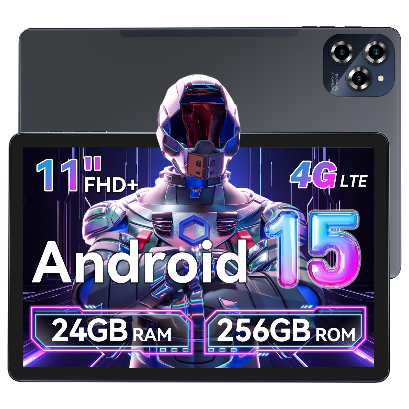 

New AI Tabwee Android 15 Tablet with 24GB 256GB and 2TB FHD IPS 1920x1200 Widevine Facial T615 PD18W Fast 4G 5G and 11-inch Tablet RAM, RAM, сірий колір