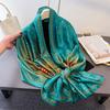 Spring and summer thin imitation silk peacock feather brocade silk scarf long scarf silky print shawl versatile headscarf scarf
