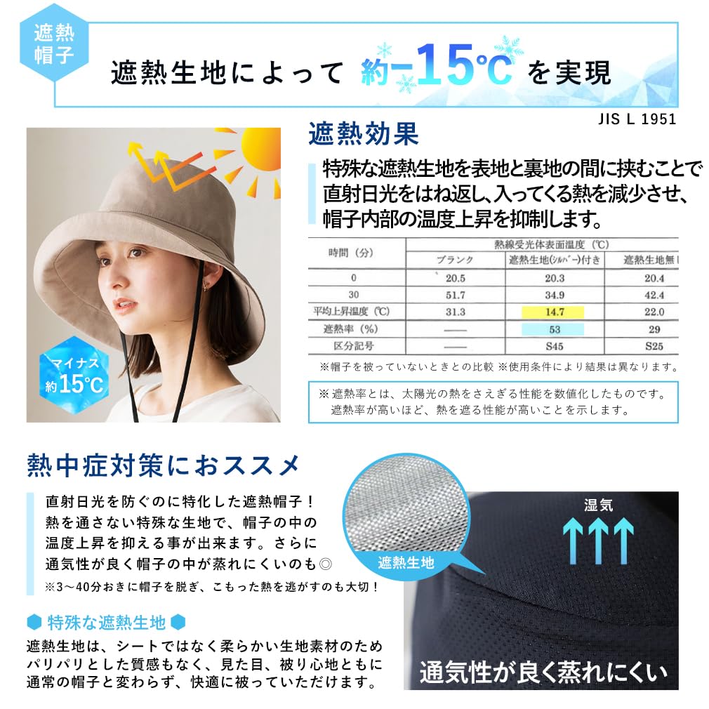 VITAFELICE Capelin Model Women's Hat, Heat-Shielding (-15°C), tgh-30195z (Black)